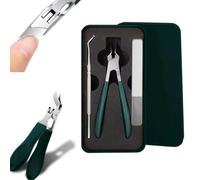 Splashproof 25° Beveled Edge Nail Clippers 3-Piece Set, Wide Jaw Slanted Nail Cutter, Long Handle Wide Jaw Opening Anti-Splash Slanted Nail Clippe, Anti-Splash Design (Green)