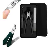 Splashproof 25° Beveled Edge Nail Clippers 3-Piece Set, Wide Jaw Slanted Nail Cutter, Long Handle Wide Jaw Opening Anti-Splash Slanted Nail Clippe, Anti-Splash Design (Black)