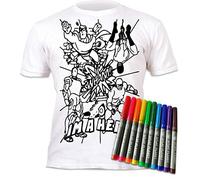 Splat Planet Colour-in Hero T-shirt avec 6 stylos magiques lavables non toxiques, blanc, 7-8 ans