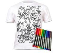 Splat Planet T-Shirt Dinosaures T-Shirt À Colorier Magique avec 10 Stylos Magiques Lavables Non Toxiques - Colorez Votre T-Shirt, Colorez Et Lavez Et Recolorez (5-6 Years), Blanc