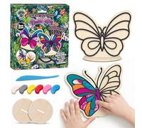 Splat Planet Kit de modelage papillon à colorier pour enfants. Kit de loisirs créatifs 3D (2 pièces) avec pâte à modeler auto-durcissante, coloriage sans dégâts, cadeau pour les enfants.