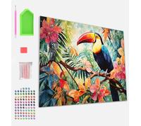 Splat Planet Kit de peinture diamant encadrée, strass, art diamant encadré, kit de peinture diamant 5D, décoration murale, arts et travaux manuels pour adultes, enfants, 30 x 40 cm (toucan)