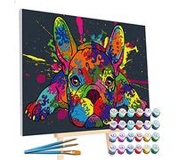 Splat Planet Peinture Par Numéros Bouledogue Français Encadré, Peinture Néon Fluo, Coloriage Par Numéro, Peinture Murale Par Numéros Sur Toile, Peinture Par Numéros Pour Adultes, Enfants 30x40cm