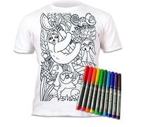 Splat Planet T-Shirt à colorier Paresseux Jungle avec 10 feutres lavables - T-Shirt à colorier réutilisable pour Enfants, Cadeau d'anniversaire (9-11Ans)