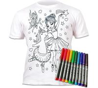 Splat Planet T-Shirt Ballerine à colorier avec 10 feutres lavables - T-Shirt de coloriage réutilisable pour Enfants, Cadeau d'anniversaire (3-4 Ans)