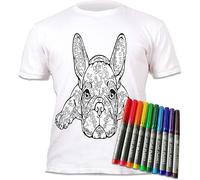 Splat Planet T-Shirt Bouledogue Français T-Shirt À Colorier Magique avec 10 Stylos Magiques Lavables Non Toxiques - Colorez Votre T-Shirt, Colorez Et Lavez Et Recolorez (7-8 Years)