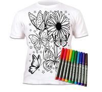 Splat Planet T-Shirt Butterflies, coloriage Magique avec 10 feutres lavables Non Toxiques - Coloriez Votre t-Shirt, lavez et recolorez (FR/ES, Âge, 5 Ans, 6 Ans, Taille Normale, Blanc)