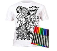Splat Planet T-Shirt de Super-héros, coloriage Magique avec 10 stylos Magiques lavables Non Toxiques - Coloriez Votre t-Shirt, lavez et recolorez (3-4 Ans)