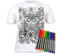 Splat Planet T-Shirt Hibou à colorier avec 10 feutres lavables - T-Shirt de coloriage réutilisable pour Enfants, Cadeau d'anniversaire (9-11 Ans)