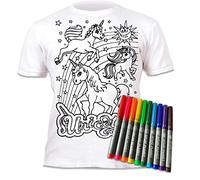 Splat Planet T-Shirt Unicorn Stars avec 10 stylos Magiques lavables Non Toxiques - Coloriez Votre Propre t-Shirt Lavable.