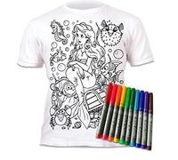 Splat Planet T-Shirt sirène à colorier avec 10 feutres lavables - T-Shirt de coloriage réutilisable pour Enfants, Cadeau d'anniversaire (FR/ES, Âge, 12 Ans, 13 Ans, Taille Normale, Blanc)