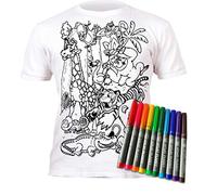 Splat Planet Zoo Safari Animaux T-Shirt Magique À Colorier avec 10 Stylos Magiques Lavables- Colorez Votre T-Shirt, Colorez Et Lavez Et Recolorez (FR/ES, Âge, 12 Ans, 13 Ans, Taille Normale)