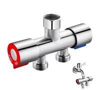 Splateur de robinet 1 en 2 à 2 retraits, baillé 1/ Splitter du tuyau d'eau en acier inoxydable avec une double soupape de commande en céramique pour le chauffe-eau des toilettes à laver, tuyau