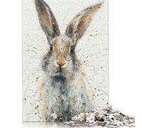 Splattered Bunny Charm Puzzle Difficult Challenge 100 % carton recyclé pour enfants et adultes à partir de 12 ans 1000 pièces (26 x 38 cm)