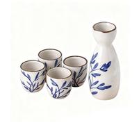 Spldsun 5 Pièces CéRamique Bouteille de Saké, Verres à Saké Japonais, Carafe à Saké Froide/Chaude, pour Les Restaurants de Thé, Les Salons de Thé Et la Consommation Quotidienne de Thé (Blanc)