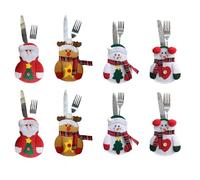 Spldsun Lot de 8 porte-couverts de Noël avec motif Père Noël, élan, bonhomme de neige, pour décoration de table de Noël