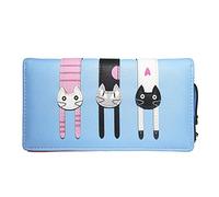 Spldsun Mini Portefeuille Mignon, Bande Dessinée de Chat Fille Porte-Monnaie, Porte-Monnaie en Cuir avec Fermeture ÉClair, Cadeaux Mignons pour Les Filles(Bleu)