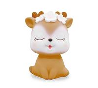 Spldsun Tirelire cochon en plastique cerf, chambre à coucher, salon, décoration de table ou rangement (marron)