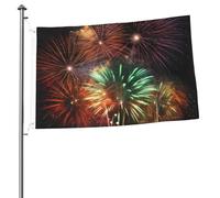 Splendid Drapeau de feu d'artifice 61 x 91 cm avec impression double face pour jardin, cour, drapeau pour extérieur, vacances, bannière cadeau avec œillets pour toile de fond photo pour décoration