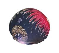 Splendid Fireworks Bonnet de douche pour femme, imperméable, réutilisable, avec cordon élastique lavable, adapté aux cheveux longs et aux tresses, idéal pour la douche.