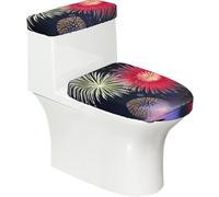 Splendid Fireworks Lot de 2 housses de siège de toilette imprimées avec couvercle de réservoir - Convient aux toilettes en forme de U ou étendues - Parfait pour une pendaison de crémaillère, un