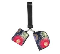 Splendid Fireworks - Lot de 2 porte-clés pour femme - Petit sac de poignet pour clés, cartes, pochette zippée pour course à pied, gym, voyage, sports de plein air