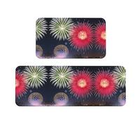 Splendid Fireworks Lot de 2 tapis de cuisine antidérapants pour cuisine, buanderie et entrée Motif feux d'artifice