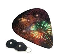 Splendid Fireworks Lot de 6 médiators avec porte-médiators en cuir pour guitare électrique, ukulélé 0,46 mm
