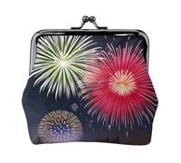 Splendid Fireworks Porte-monnaie en cuir pour femme - Petit portefeuille avec verrou de baiser, mini porte-cartes pour clés, rouge à lèvres, joli porte-monnaie pour voyage