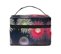 Splendid Fireworks Trousse de maquillage de voyage pour femme (22,9 x 16,5 x 15,7 cm) portable de grande capacité, grande trousse de rangement pour filles, noir, One Size