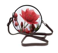 Splendid Star Sac à bandoulière rond en cuir pour femme avec bandoulière amovible, sac à main élégant, Bourgeon de fleur rouge, Taille unique