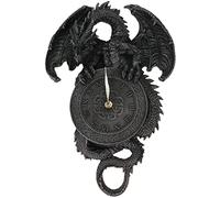 Splendide horloge murale style gothique - Motif dragon et croix