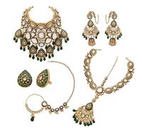Splendor Collier ras du cou plaqué or style indien Jodha Akbar Kundan & Meena pour femme et fille, métal, sans pierre précieuse