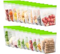 SPLF Lot de 20 sacs de congélation réutilisables de 1,8 l - Passent au lave-vaisselle et au micro-ondes - Extra épais - Double fermeture éclair - Sacs étanches pour la préparation des repas