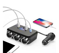 Splinter Pour Voiture, Adaptateur Splitter Pour Voiture | Adaptateur Splinter Ladger Pour Voiture 12V-24V, Caravanes, Camions, Bus Convertisseur 3 3100 MA Avec Contrôle Séparé Pour Navigateur