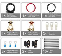 Split Charge Relay Kit, double isolateur de batterie, 140A courant continu, IP65 étanche, 2 mtr câble de batterie