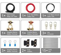 Split Charge Relay Kit, double isolateur de batterie, 140A courant continu, IP65 étanche, 6 mtr câble de batterie