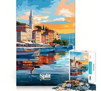 Split, Croatie Coucher de Soleil Puzzle 1000 pièces pour Adolescents Jeu de logique et de Puzzle Amusant à Partager Découpe de précision Cadeau élégant 38x26cm