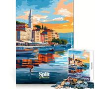 Split, Croatie Coucher de Soleil Puzzle 1000 pièces pour Adolescents Jeu de logique et de Puzzle Amusant à Partager Découpe de précision Cadeau élégant 38x26cm