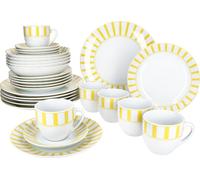 Split jaune 30pcs service combiné vaisselle rayée rayures tasses assiettes