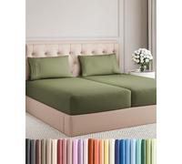 Split King 5 Piece Sheet Set - Comfy Breathable & Cooling Sheets - Hotel Luxury Bed Sheets for Women & Men - Deep Pockets, Microfiber, Soft and Wrinkle Free Sheet - Sage Green Oeko-Tex Bed Sheet Set