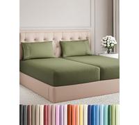 Split King 5 Piece Sheet Set - Comfy Breathable & Cooling Sheets - Hotel Luxury Bed Sheets for Women & Men - Deep Pockets, Microfiber, Soft and Wrinkle Free Sheet - Sage Green Oeko-Tex Bed Sheet Set