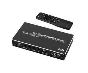 Splitter 4 Entrées 1 Sortie - Commutateur D'affichage De 4,33 Pouces | Adaptateur Multiviewer HD: Commutation Vidéo sans Solution De Continuité 4K en D'aluminium pour La De