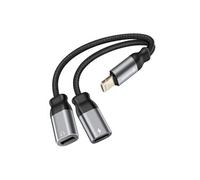 Splitter Audio et Charge Lightning 2-en-1 Nylon Tressé Anti-noeuds Noir