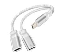 Splitter Audio et Charge USB-C 2-en-1 Nylon Tressé Anti-noeuds Swissten Blanc