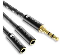 Splitter Audio Jack Double 3.5mm Mâle vers 2 Femelle - pour Casques Audio, Enceintes, Smartphones, Tablettes, Lecteurs MP3 et Plus - 23cm Noir