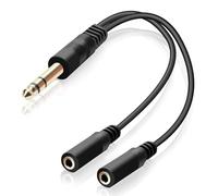 Splitter Audio Jack Double 6.35mm Mâle Vers Double 3.5mm Femelle, Répartiteur De Câble 6.35 À 3.5 mm, Adaptateur Micro Casque, Splitter Jack pour Tablettes Smartphones Amplificateurs Guitares, 30CM