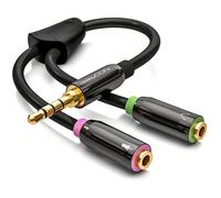 Splitter Casque Micro - Câble Adaptateur Audio en Y - 1x Fiche Jack 3,5mm vers 2x Prises Jack 3,5mm - Casque et Micro sur Une Seule Prise