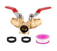 Splitter de tuyau d'arrosage - Connecteur à 2 valves et vanne à 2 voies | 2 voies de diviseur de robinet | Séparateur de tuyau d'eau en laiton | Adaptateur de connecteur à débit complet de 3/4 pouces