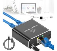 Splitter Ethernet 1 vers 2, 1000Mbps LAN Switch 2 Port, Switch réseau avec câble d'alimentation USB, Splitter LAN pour Ordinateur, routeur, Set-Top Box, TV numérique (A)